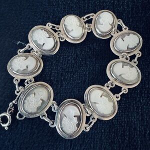 Vintage Silver Cameo Bracelet 925 Sterling Silver